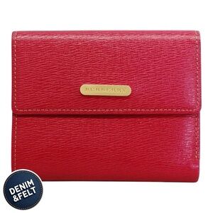 Burberry Women’s Red Leather Bifold Wallet w/ Coin Compartment | PRELOVED ♥️
